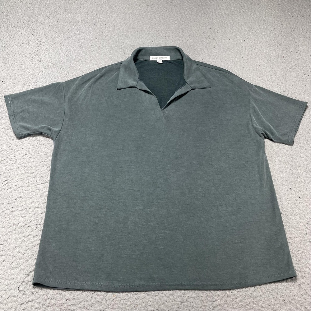 Green‎ Envelope Los Angeles Polo Shirt Womens XS Green Collared V-Neck Modal